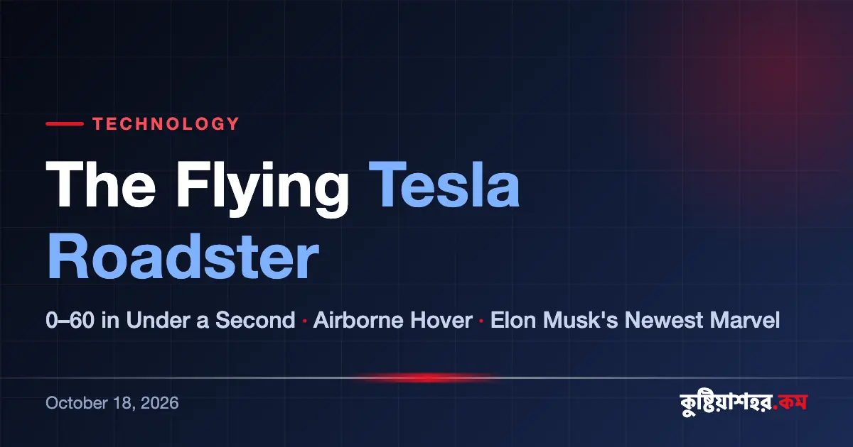 The Flying Tesla Roadster